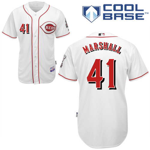 Brett Marshall #41 MLB Jersey-Cincinnati Reds Men's Authentic Home White Cool Base Baseball Jersey